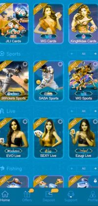 TD777 App game lobby showcasing card games, sports betting, and live casino options.
