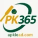 PK365 logo showing a green and yellow cricket bat and ball with apklead.com beneath.