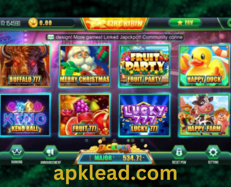 FireKirin game interface showing various game icons