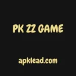 Logo of PK ZZ Game with website name apklead.com on a black background.