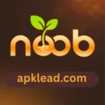 Noob Win Game with a plant sprout growing from the letter 'o', featuring the website name apklead.com below."
