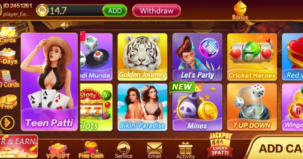 A colorful online Slots 777 Game casino game interface displaying various game.