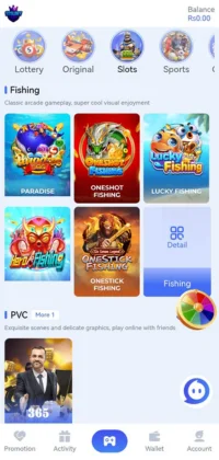 92Glory APK Download – India & Pakistan’s #1 Real Money Gaming App Free 5 92Glory Game interface showing various fishing-themed arcade games like “Paradise,” “OneShot Fishing,” and “Lucky Fishing” under the Slots section.