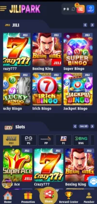 Jili Park Game APK Download Free Earning App For Android And ios 4 JILI Park game interface showing various slot and bingo games.