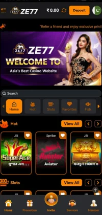 Mobile interface of the Zee 77 Game app featuring a promotional banner