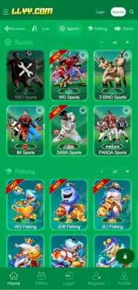 LLyy Game APK Download (v6.0) Latest Earning Version for Android Free (July 2025) 3 LLYY game app interface showcasing sports and fishing games.