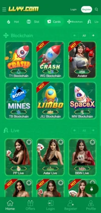 LLyy Game APK Download (v6.0) Latest Earning Version for Android Free (July 2025) 2 LLYY game app interface showing blockchain and live games.