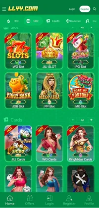 LLyy Game APK Download (v6.0) Latest Earning Version for Android Free (July 2025) 5 Mobile gaming app screen showing various slot and card games with colorful icons and labels.