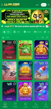 LLyy Game APK Download (v6.0) Latest Earning Version for Android Free (July 2025) 4 Mobile gaming app interface showcasing various casino-style games including Aviator, Money Coming, Fortune Gems, and Dragon Tiger.