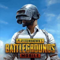 PUBG Mobile logo featuring a character wearing a helmet and white shirt under a blue sky.