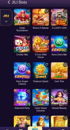  A HAHA777 GAME selection screen displaying various JILI Slots game icons in a colorful grid layout.