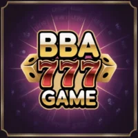 BBA 777 Game logo with dice and bold golden-red lettering on a dark radiant background.