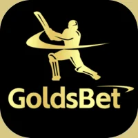 GoldsBet Game logo featuring a golden cricket player with bat on a black background.