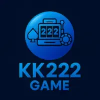 KK222 Game logo featuring a blue casino slot machine icon with the number 222, poker chip, and spade symbol on a dark background