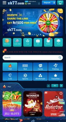 ZK77 Game mobile app interface showing promotions