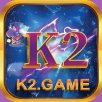 logo of the K2 Game app featuring the text “K2” in bold purple and gold letters.