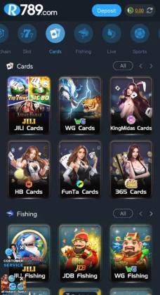 R789 Game APK Download (2025) Best Real Money Earning App in Pakistan 5 Mobile screen showing the R789 Game gaming app with various card and fishing game options.