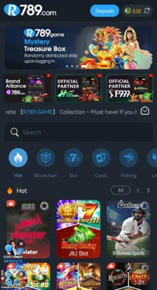 R789 Game APK Download (2025) Best Real Money Earning App in Pakistan 2 R789 Game app home screen showing game categories, hot games, and mystery treasure box offer.
