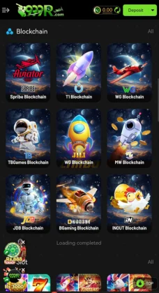Screenshot of the 999R Game blockchain section displaying various rocket-themed blockchain games.