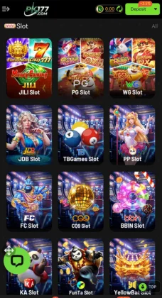 Pk177 Game APK Download Best earning app for Android in 2026 4 A mobile casino game interface showing multiple slot game categories with colorful icons.